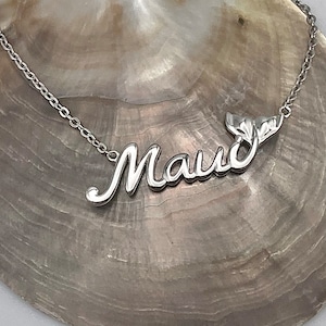 Sterling Silver Maui Island Whales Tail Necklace, Maui Jewelry, Humpback Whale, Made In Maui, Hawaii Jewelry, Made In Hawaii, Maui Charm