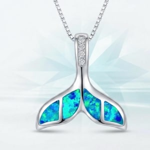 Sterling Silver Hawaiian Blue Fire Opal Whale Tail Kohola Cubic Zirconia Neckace With Free Chain Up To 22”, Made In Hawaii