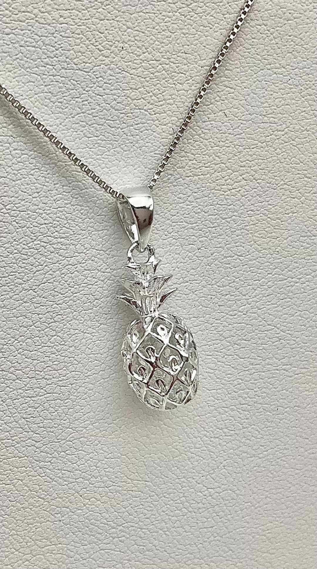 Small Sterling Silver Pineapple Necklace, Hawaiian Jewelry, Pineapple