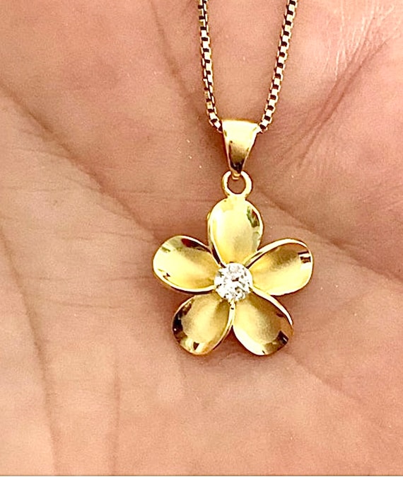 ネックレス・ペンダント Western Flower Link Necklace #8770 Sterling Silver W/ 14K Gold Plumeria Pendant, Plumeria
