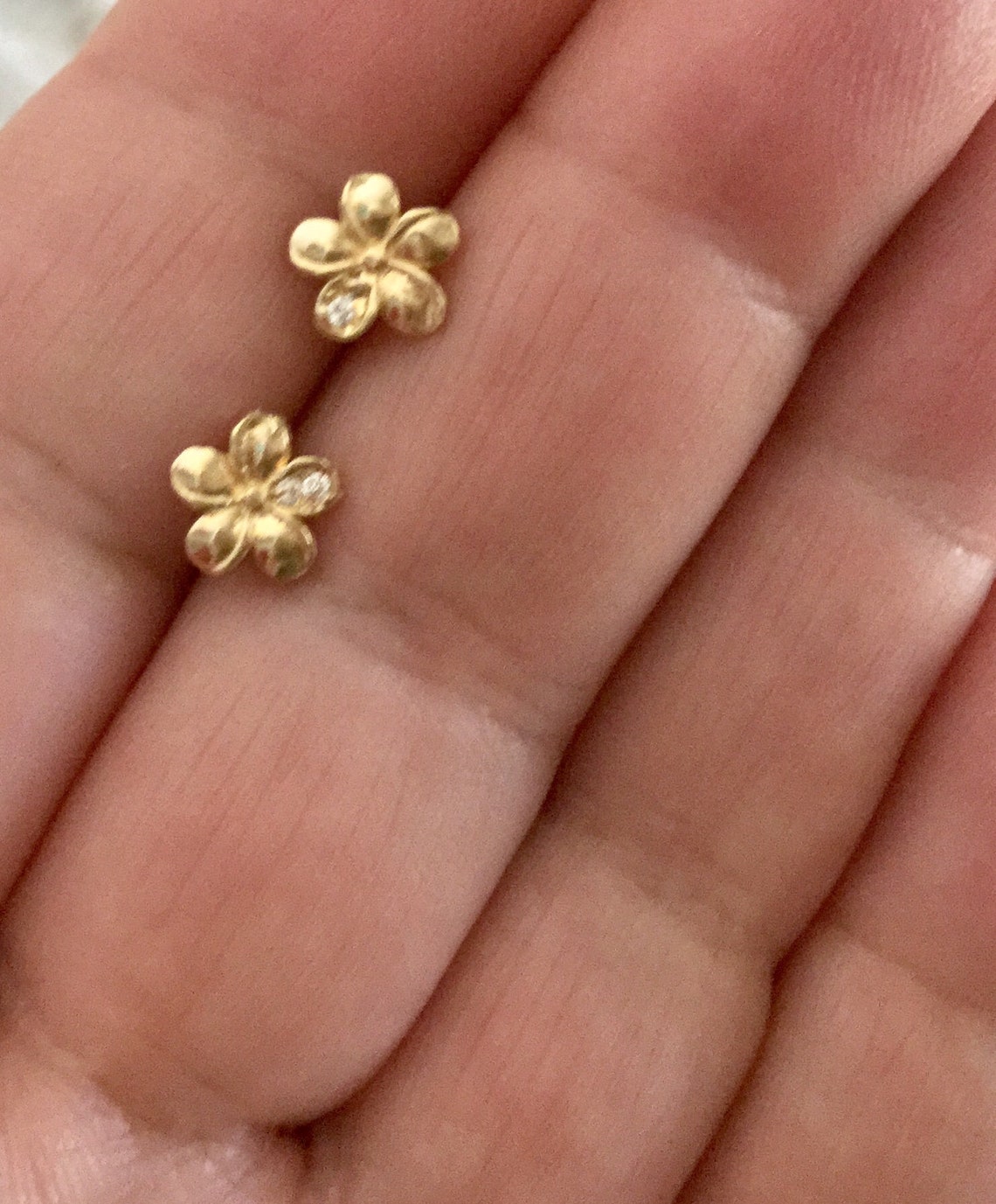 14K Gold Flower Studs 14K Hawaii Jewelry Plumeria Studs Etsy