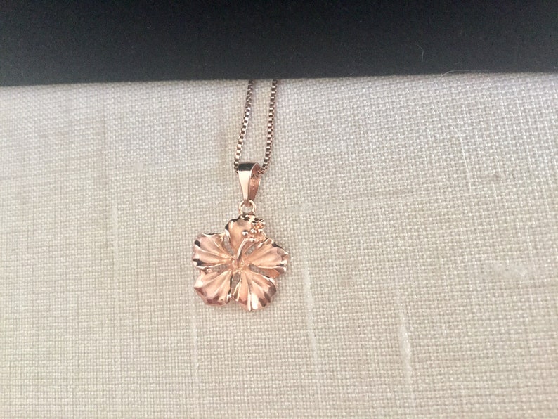 Pu\u02bbuhonua Lei Rose Gold Made In Hawaii Hibiscus Jewelry Hawaiian Pendant Flower Necklace Sterling Silver w Rose Gold Hibiscus