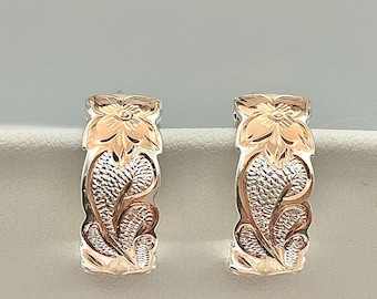 Hawaiian Heritage, Island Heritage, Sterling w/ Rose Gold Hawaiian Heirloom Earrings, Hawaiian Earrings, Made in Hawaii, Na Makani Puhi