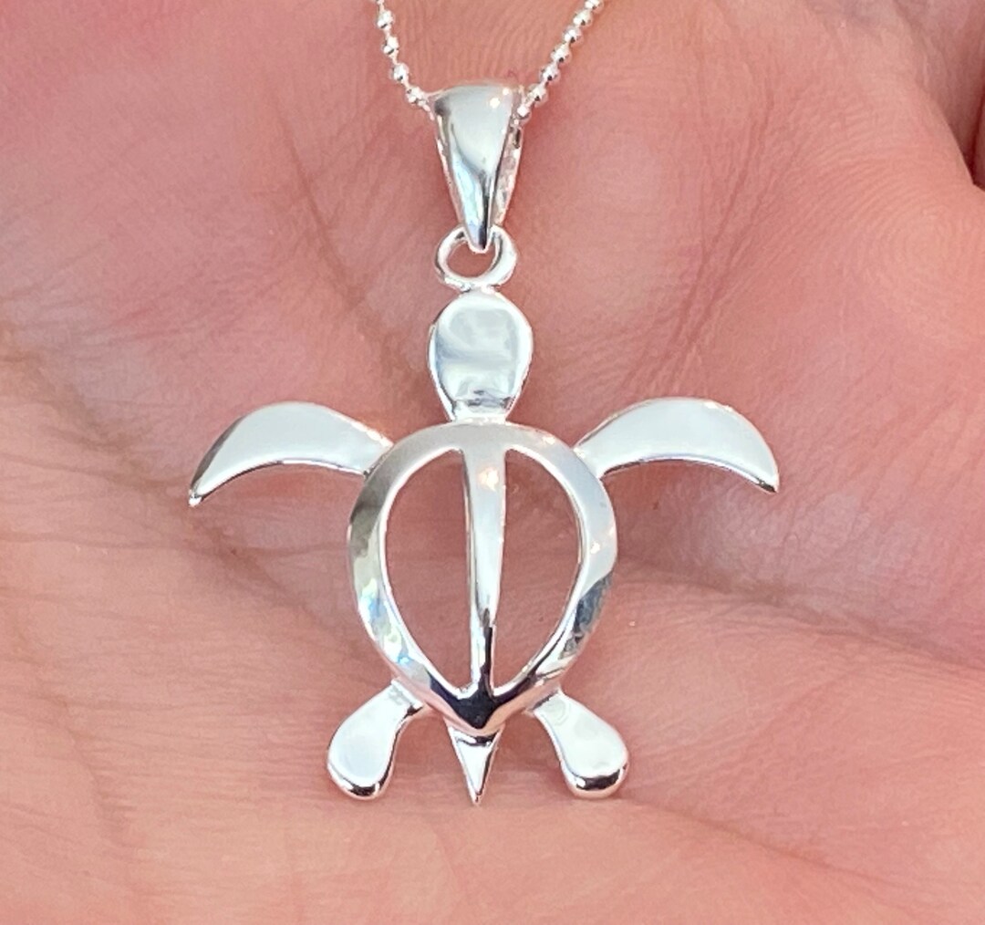 thumbnail image 2 of .925 Sterling Silver Heart Dangling Hawaiian Honu Sea Turtle Pendant 2 of 5