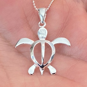 Sterling Silver Sea Turtle Hawaiian Honu Necklace, Sea Turtle Jewelry, Honu Jewelry, Hawaiian Jewelry, Turtle Pendant, Made In Hawaii