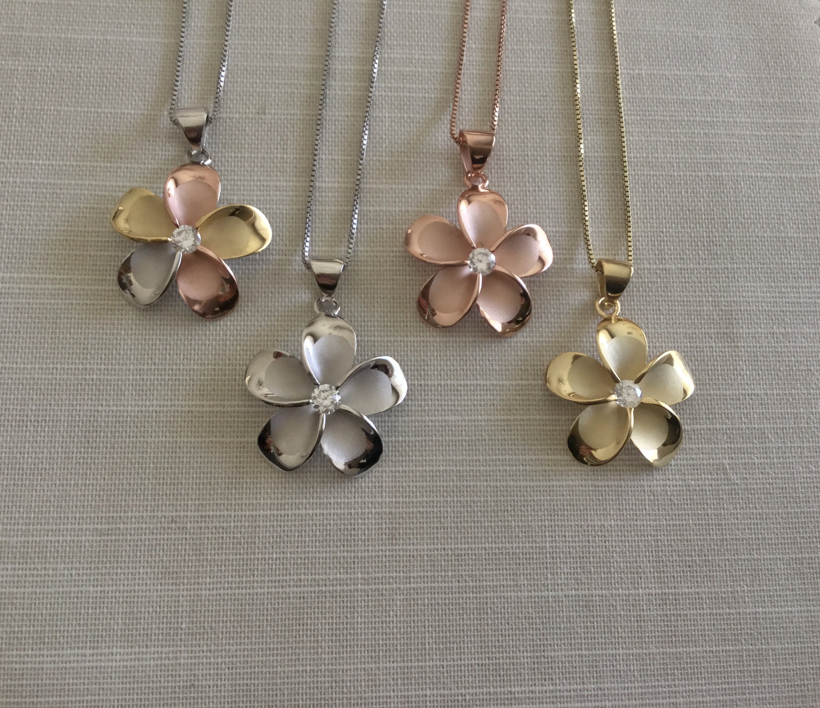 Sterling Silver Plumeria Necklace Gold Plumeria Flower Etsy