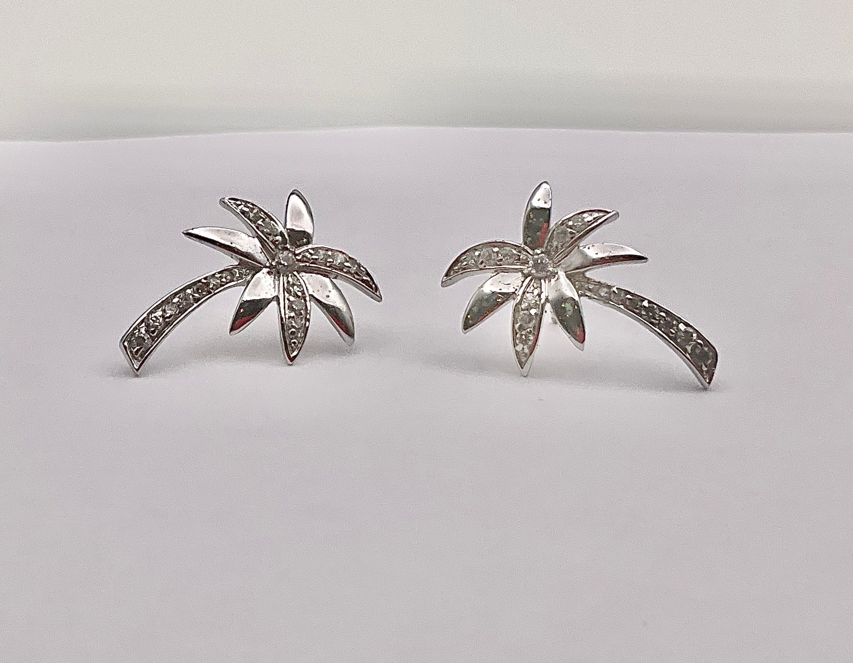 ファッション雑貨・小物その他 Palma Earrings Sterling Silver Palm Tree Cubic Zirconia Post Earrings, Made