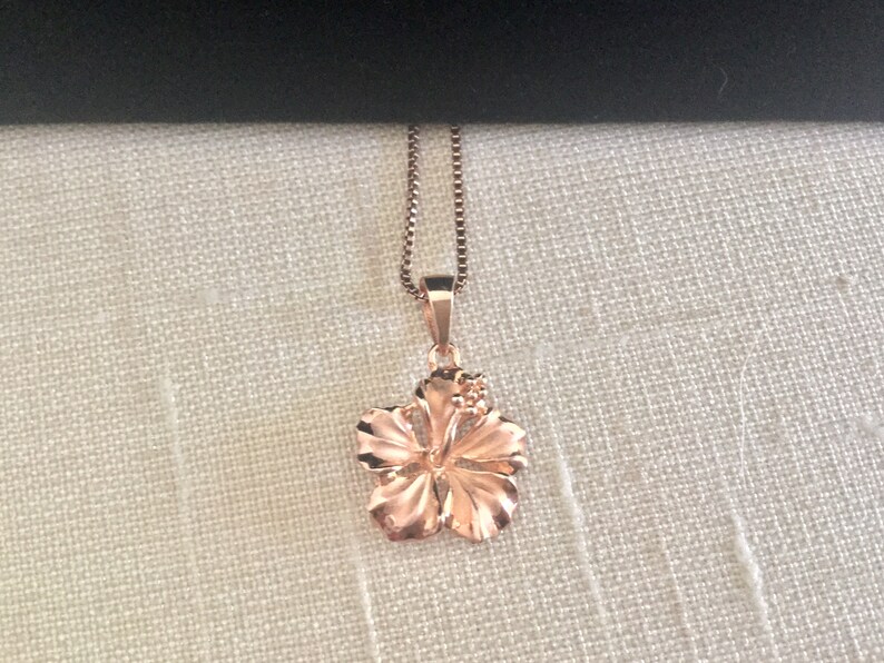 Pu\u02bbuhonua Lei Rose Gold Made In Hawaii Hibiscus Jewelry Hawaiian Pendant Flower Necklace Sterling Silver w Rose Gold Hibiscus