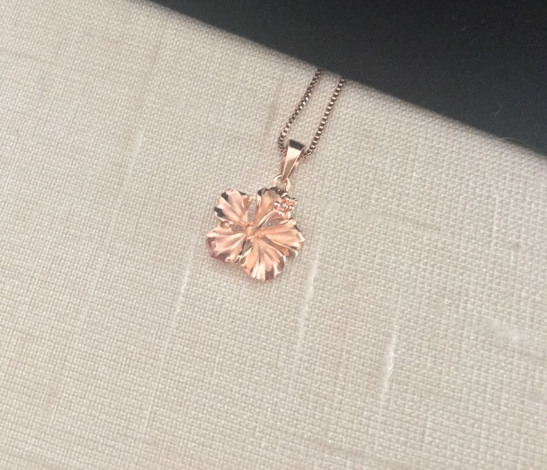Pu\u02bbuhonua Lei Rose Gold Made In Hawaii Hibiscus Jewelry Hawaiian Pendant Flower Necklace Sterling Silver w Rose Gold Hibiscus