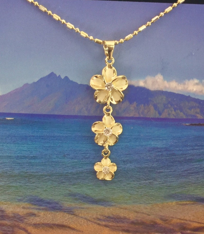 Plumeria Jewelry Sterling Silver W/14K Gold Hawaiian Etsy
