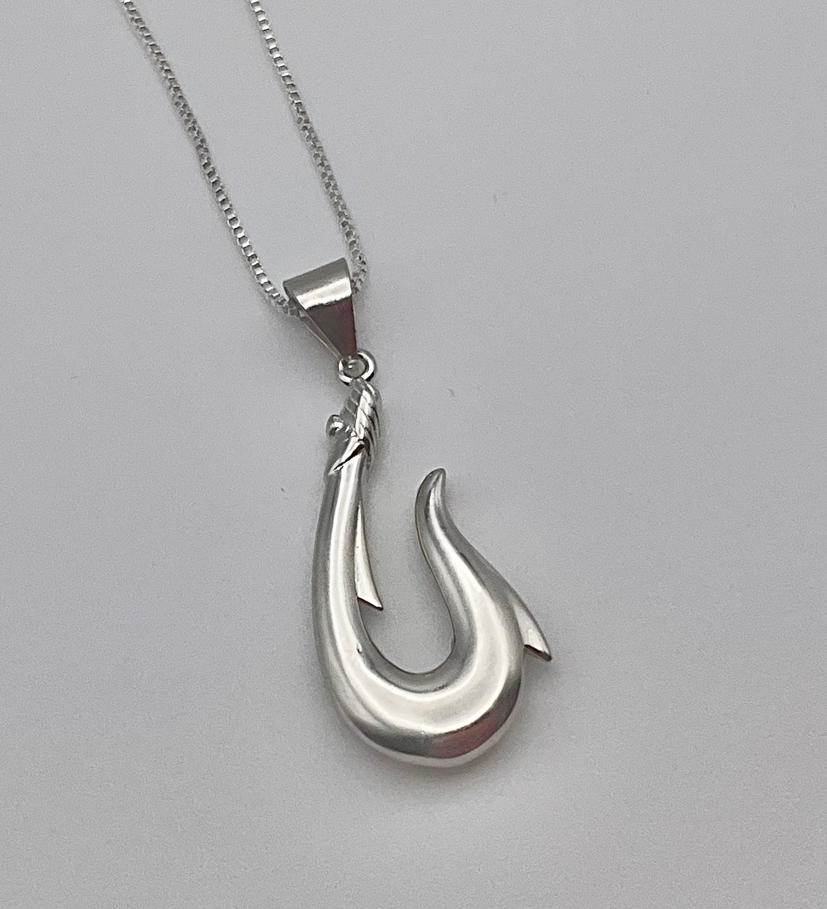 Sterling Silver Tribal Hook Necklace, Fishing Jewelry, Mens