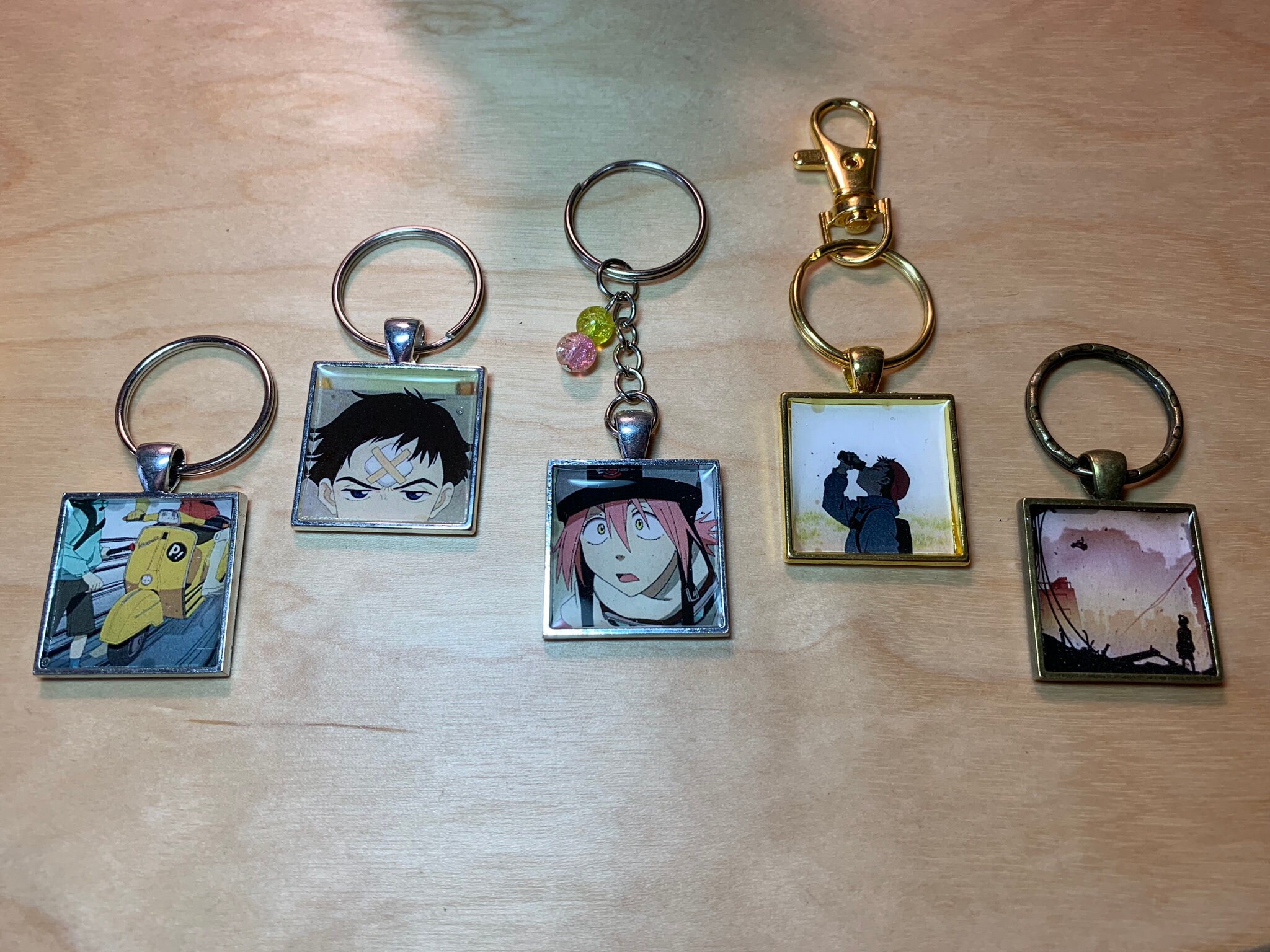 FLCL Themed Keychains Yellow Vespa Naota Nandaba Haruko Haruhara