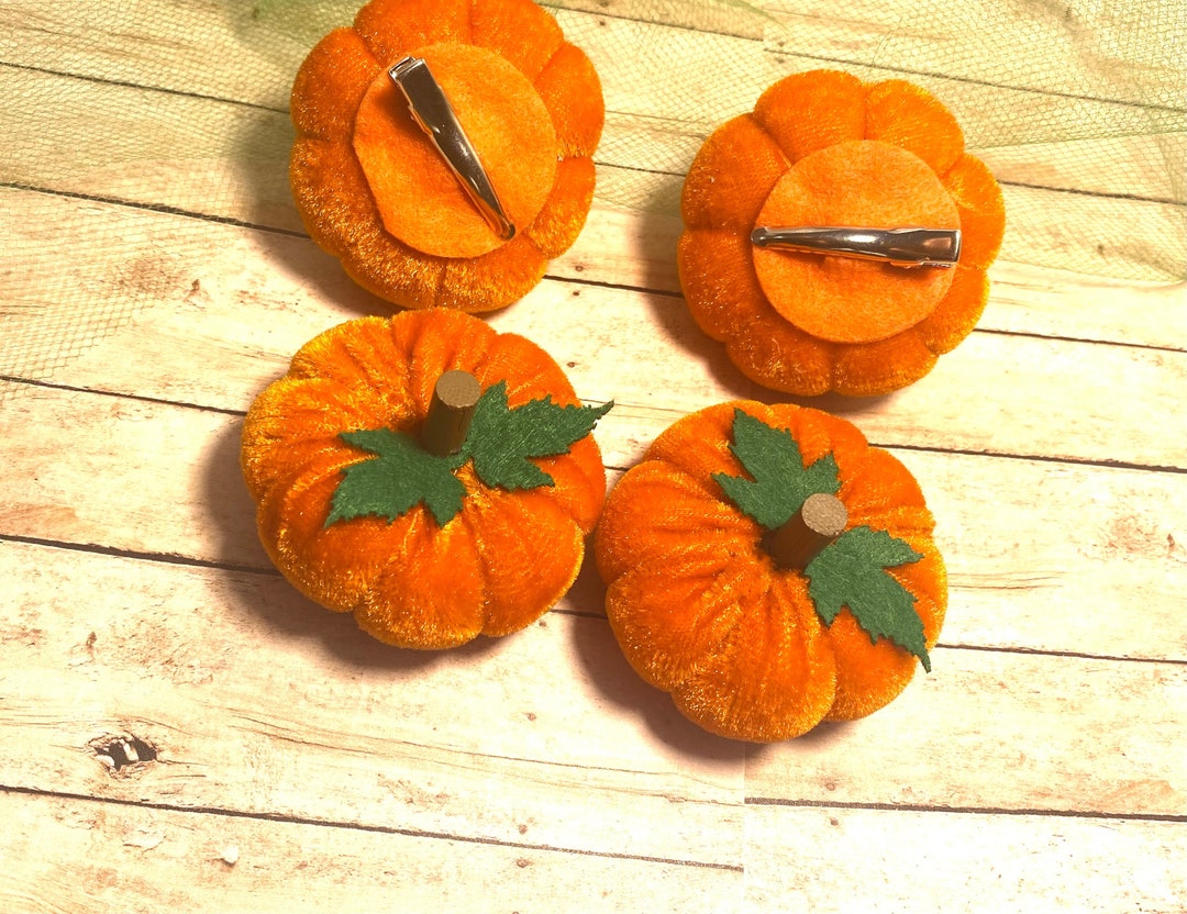 Pumpkin Hair Clips, Pumpkin Hair Bow, Halloween Hair Clips, Fall Hair