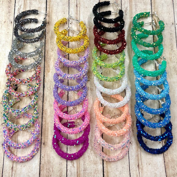 Glitter Hoop earrings, glitter earrings, hoop earrings, sparkle hoop earrings, hoop earrings for women, hoop earrings for girls, presents