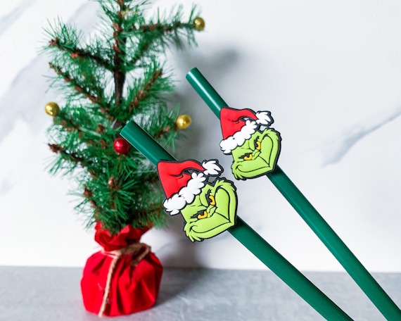 Christmas Green Grinch Straw Topper