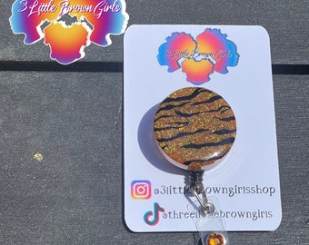 Zebra Print Badge Reel, Personalized Retractable ID Holder