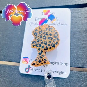 KOSTENLOSER VERSAND Abzeichen Reel Leopard Print Abzeichen Reel Schwarze Frau Badge Reel Natürliche Mädchen Badge Reel Krankenschwester Badge Lehrer Badge