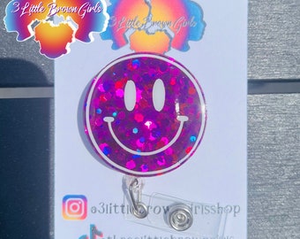 FREE SHIPPING-Happy Face Badge Reel – Fresh and Fun Accessory