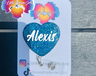FREE SHIPPING-Glitter Heart Badge Reel Stylish Accessory