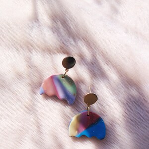 Rainbow ombré polymer clay earrings zdjęcie 1