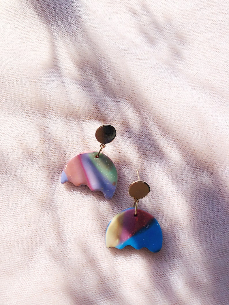 Rainbow ombré polymer clay earrings zdjęcie 1