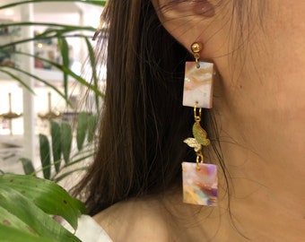 Butterfly garden- polymer clay earrings