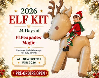 24 Day Elf Kit 2026, Christmas Elf Activity Kit with Elf Props & Accessories, Holiday Elf Scenes and Activities for Kids