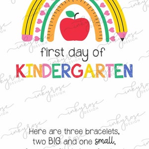 Pulsera del primer día de jardín de infantes IMPRIMIBLE Descarga instantánea, Regreso a la escuela FAMILIA Mamá Papá Niño Regalo a juego