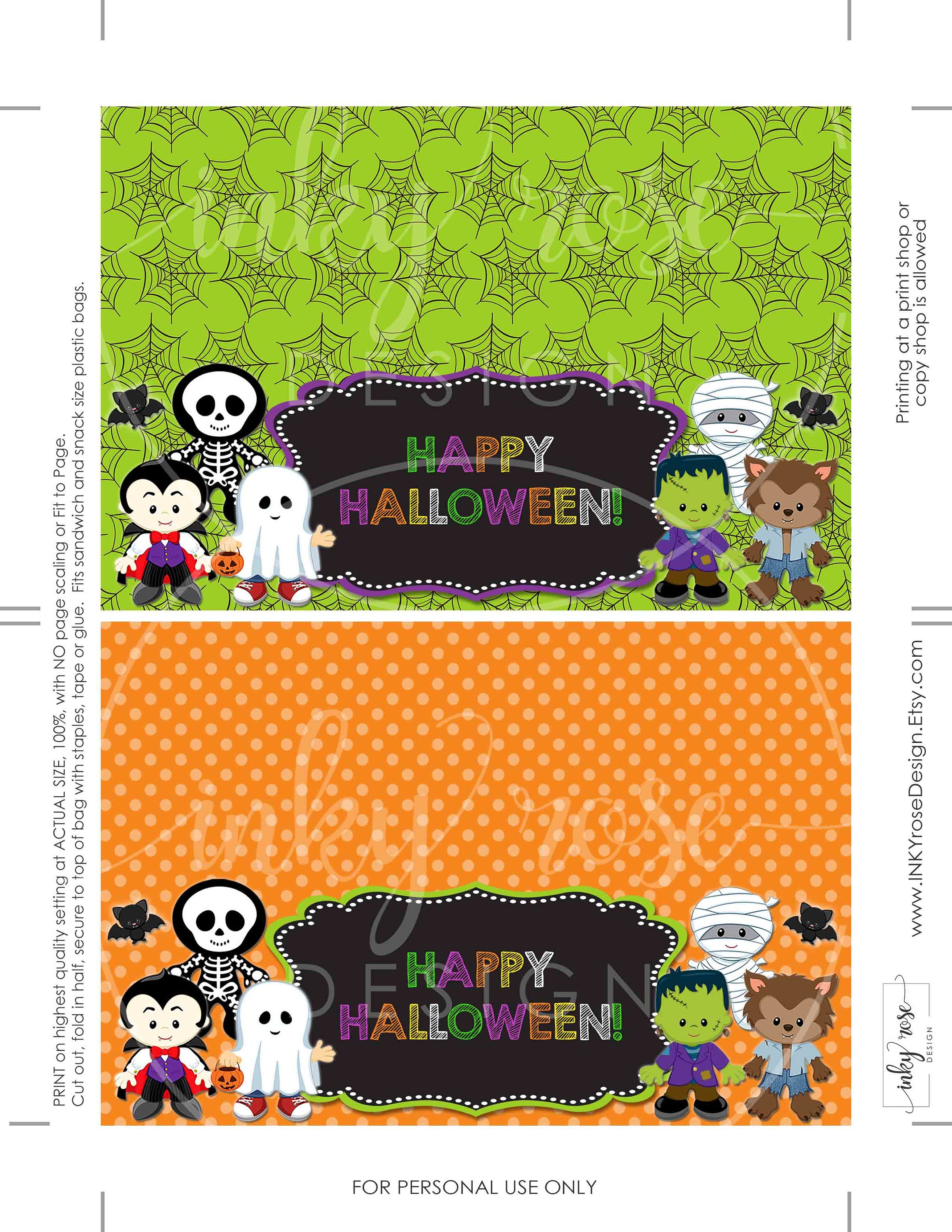 Halloween Bag Toppers PRINTABLE Instant Download Halloween Birthday ...