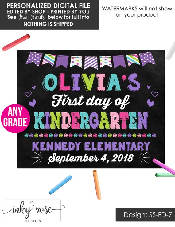 Last Day of School sign printable chalkboar CUSTOMIZED digital lastday of kindergarten preschool Memories Chalk Board poster