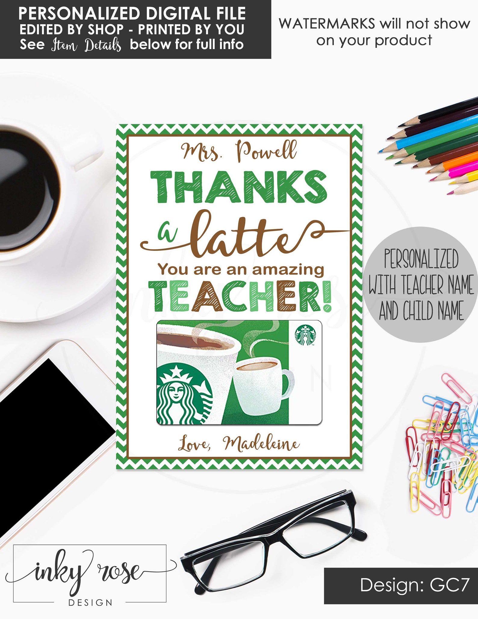 Starbucks Gift Card Holder Teacher Appreciation Week Gift Etsy