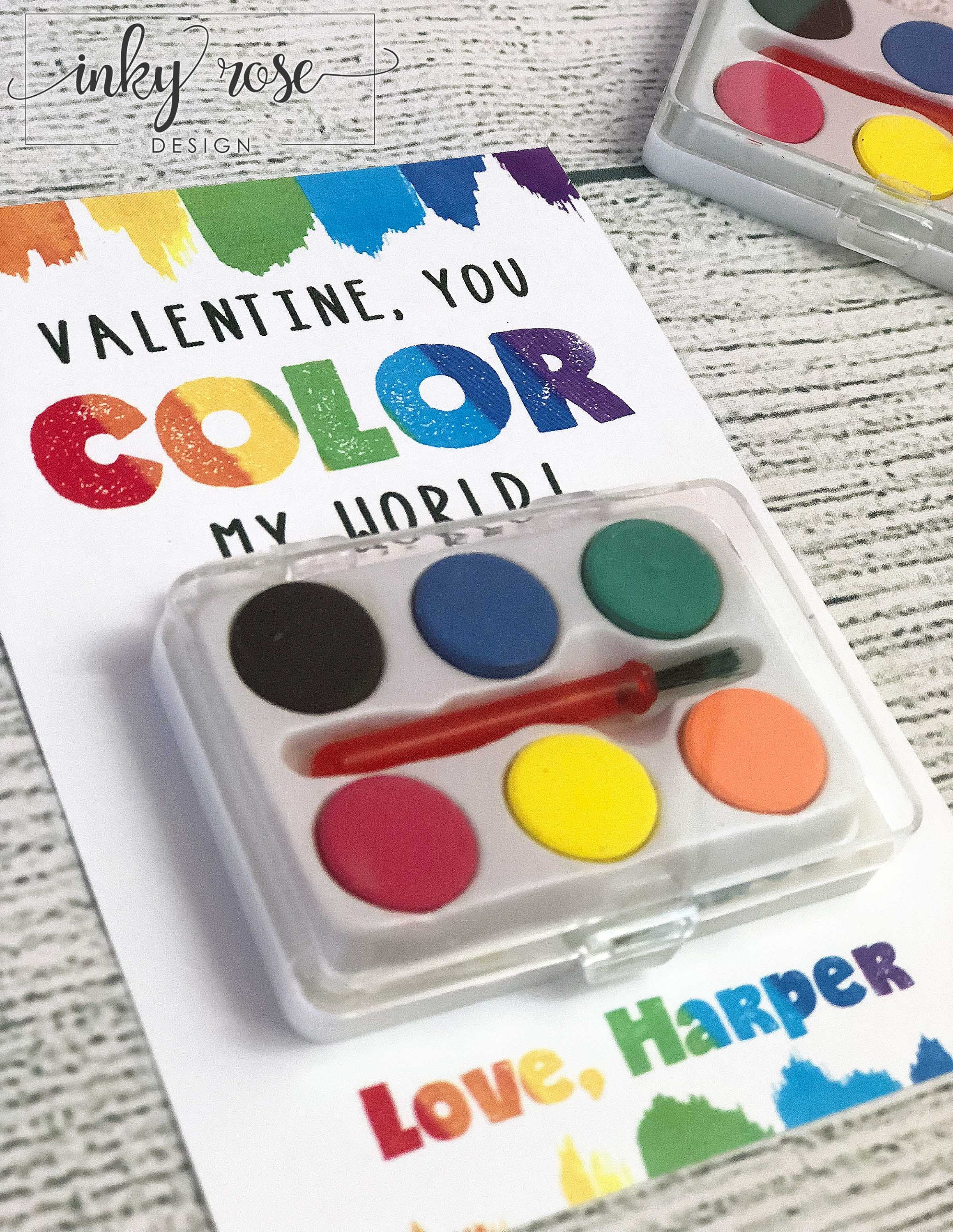 Valentine Cards for Kids, PRINTABLE Color My World Valentines ...