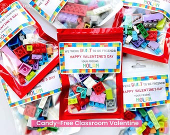 Boy Valentine, Building Blocks Valentine Cards Favors, We Were Built To Be Friends, Classroom Gift, Class Valentines, School, Non Candy Free