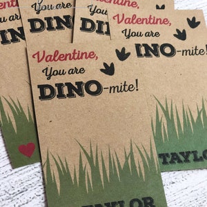 Dinosaur Valentine Cards, PRINTED Dino-mite Valentines for Boys Kids, Classroom Valentine's Day Card Toy Class School Non Candy Dinomite image 7
