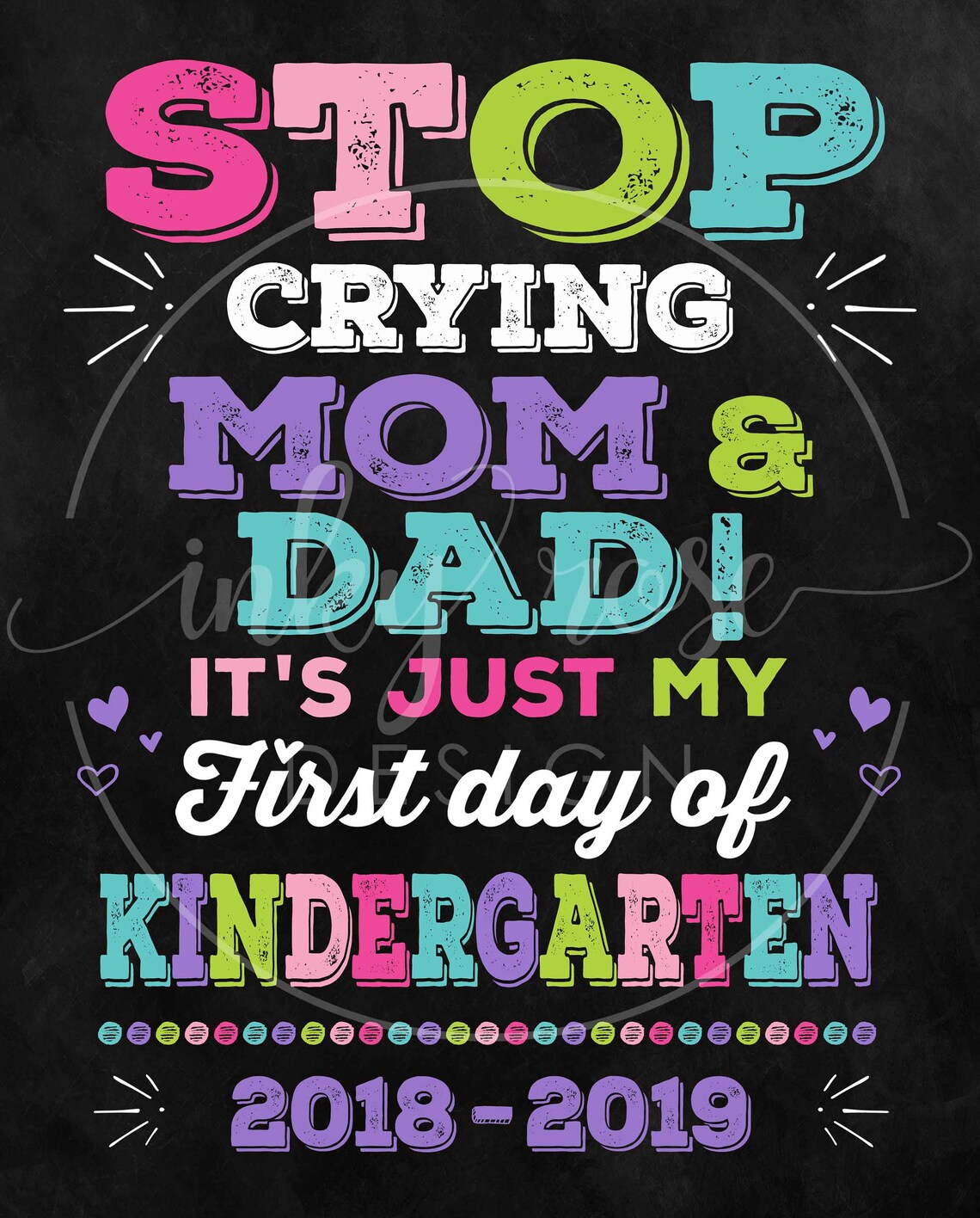 First Day of Prep Sign Girl First Day of School Sign Chalk Etsy