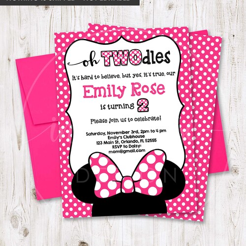 Minnie Mouse Invitation Minnie Mouse 2nd Birthday Invitation Etsy