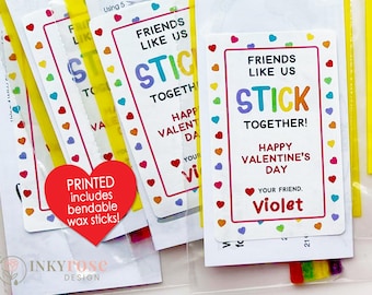 Preschool Valentine Favors, Candy Free Valentine's Day Cards for Kids, PRINTED Valentine Gifts for Kids, Unique Classroom Exchange School