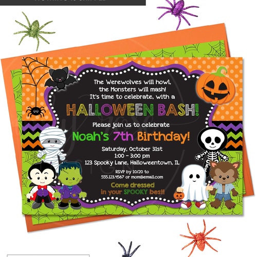 Halloween Birthday Invitation Halloween Costume Party Invite - Etsy