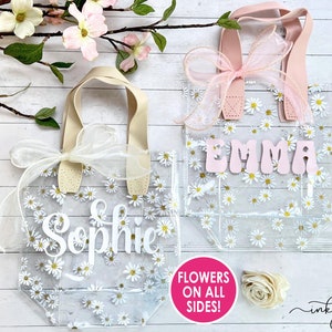 Flower Girl Proposal Gift Bag, Daisy Gift Bag with Handles, Personalized Gift for Flower Girl, Custom Transparent Gift Bag with Ribbon
