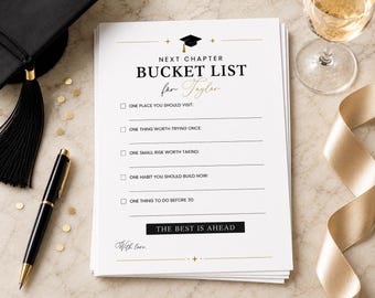 Graduation Advice Cards – Next Chapter Bucket List, Party Keepsake