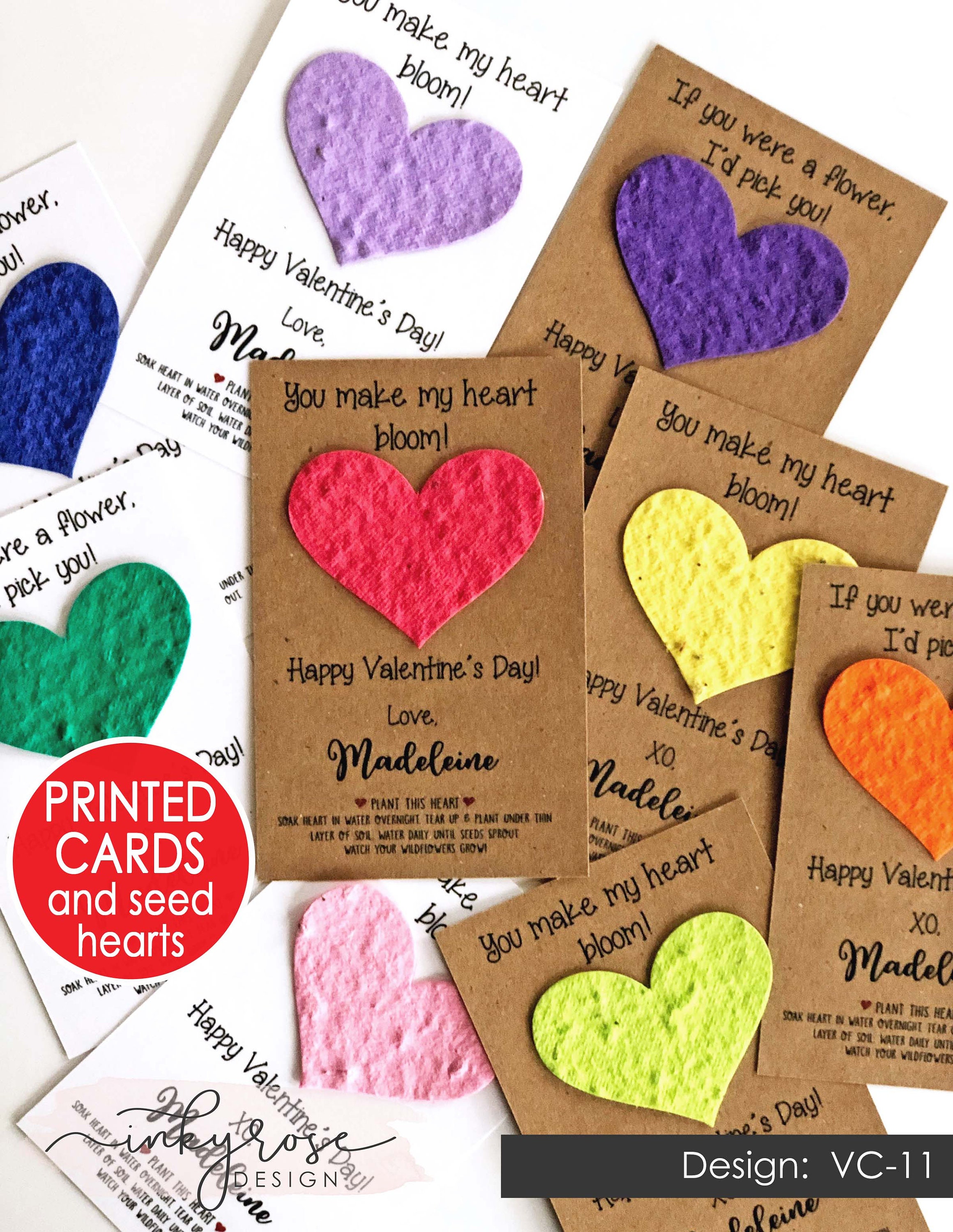 Seed Heart Plantable Valentines PRINTED Valentine's Day | Etsy