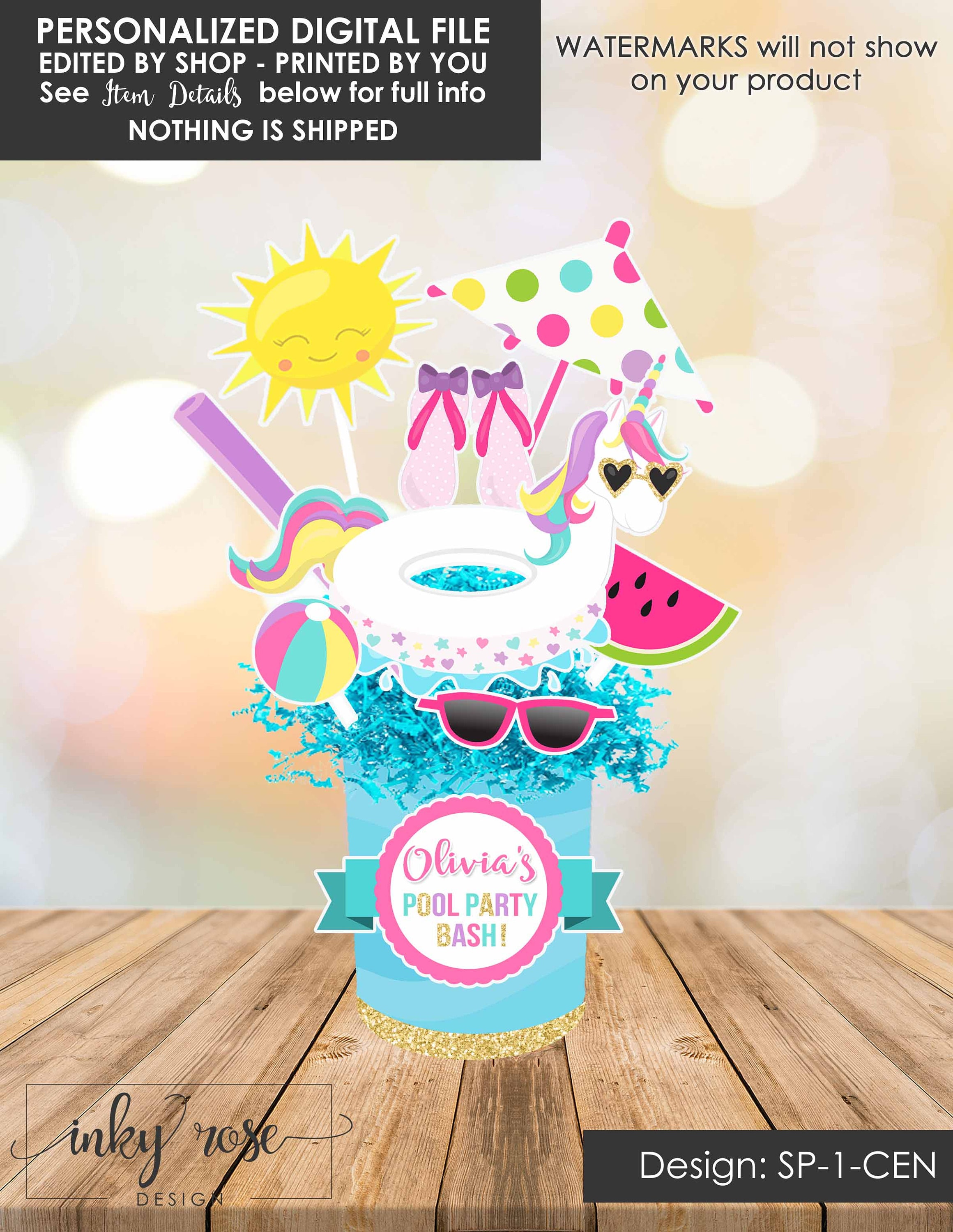 Unicorn Pool Party Centerpiece 