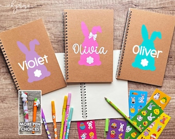 Kids Easter Gifts Personalized Bunny Notebook for Kids Easter Basket Stuffers for Girls Boys Easter Party Favors Crafts Gift for Kids