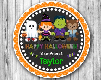 Halloween Favor Tags PRINTABLE Stickers Labels, Halloween Birthday Party Thank You Gift Tags, Trick or Treat Costume Classroom Supplies
