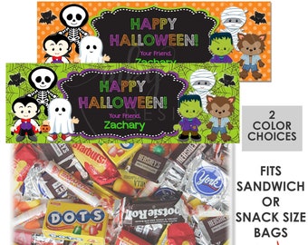 Halloween Treat Bag Toppers PRINTABLE Halloween Birthday Party Favors Bag Toppers, Chalkboard Bag Topper Classroom Party Supplies Costume