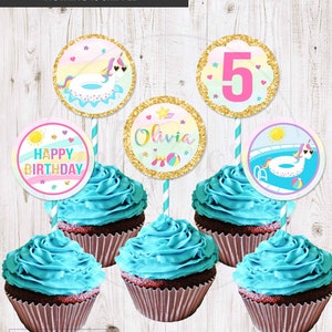 Unicorn Pool Party Cupcake Toppers Printable Unicorn Party Etsy Unicorn Pool Party Cupcake Toppers Printable Unicorn Party Etsy