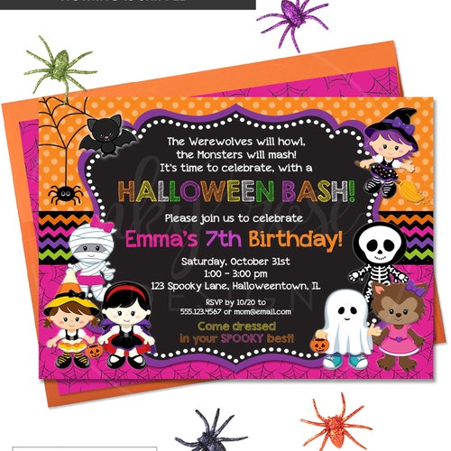 Halloween Birthday Invitation Kids Boy PRINTABLE Digital - Etsy