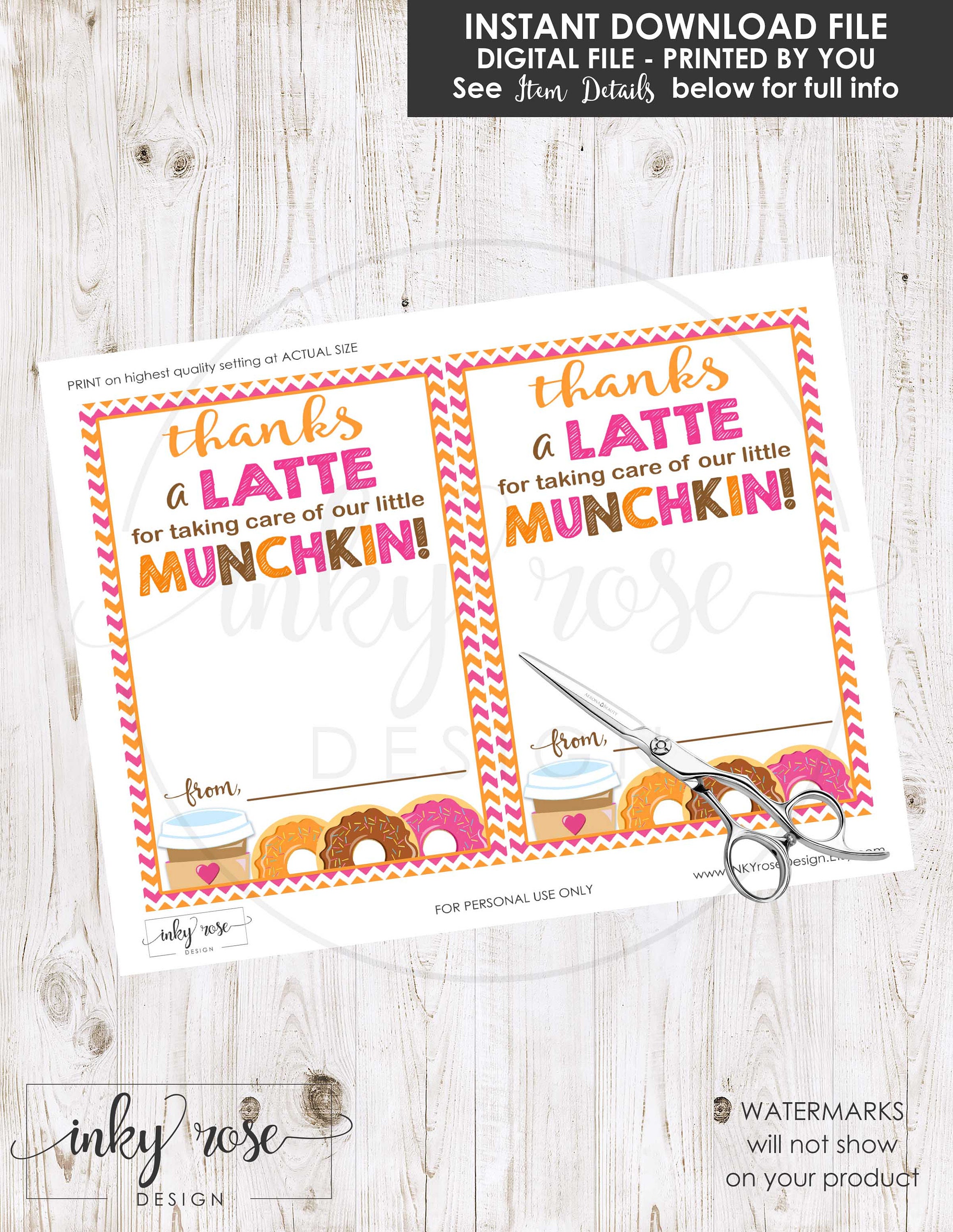 Dunkin Donuts Teacher Appreciation Gift Card Holder PRINTABLE Etsy