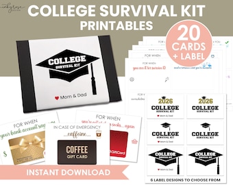 College Survival Kits Printable Gift Card Holder High School Graduation Gift Card Holder College Care Package Bound Gift Cash Money Holder