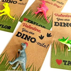 Dinosaur Valentine Cards, PRINTED Dino-mite Valentines for Boys Kids, Classroom Valentine's Day Card Toy Class School Non Candy Dinomite image 4